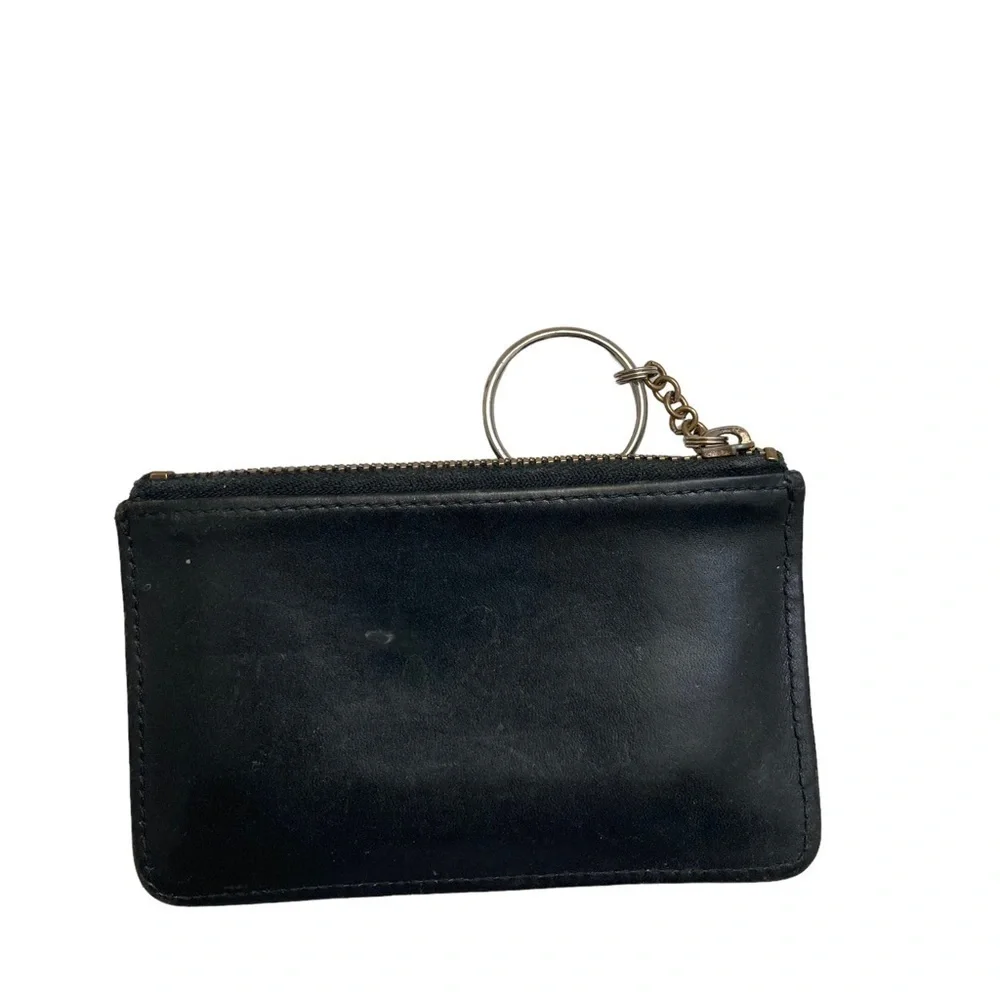 Coach black leather vintage keyring cardholder